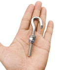Heavy Duty M8 Stainless Steel Hook Bolts With Nuts, Washers, And Lock Washers, 8 Pack, 304 Stainless Eye Ring Screw In Hooks, handheld view