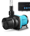 Beefy 1250 GPH DC 24V Aquarium Pump With Controller shown with hose attachment and digital display