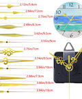 14 Styles Silent Non Ticking Wall Clock Movements Kit with aluminum clock hands in black and gold, DIY repairs quartz motor.