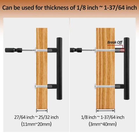 Matte Black Drawer Pulls 10 Pack With 3 Inch Center To Center Hole Spacing shown in installation guidelines