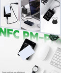 Dual Frequency RFID Reader Writer All In One Copier For 13.56 MHz IC Cards And 125 To 500 KHz ID Keys Cloner in use with cards