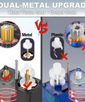 Comparison showing dual-metal gear upgrade vs plastic for Beefed Up 9g Micro Servo Motors With Metal Gear And Shaft Upgrade Pack.