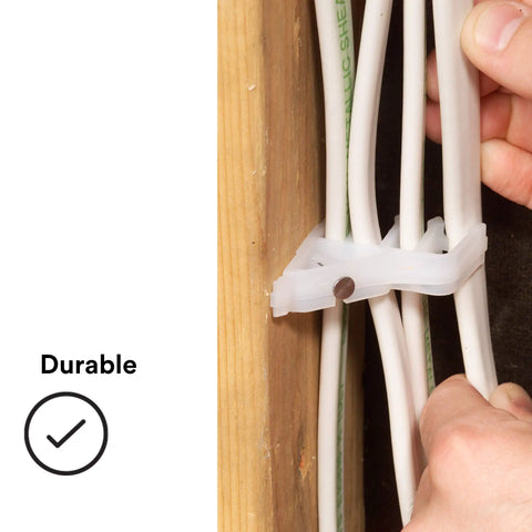 3M S I 1 Cable Stacker Pack Of 25 securing multiple cables to wood framing with durable reclaimed plastic construction.