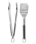 Outdoor Grilling Turner And Tongs Set With Heavy Duty Stainless Steel Construction, Wide Beveled Head for Burger Flips, Non-Slip Grips