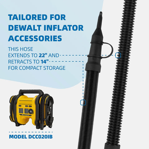 14 Inch Air Inflator Hose Replacement With Safety Tips For DCC020IB And N769086, compact design.