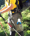 Hiker uses Eight Pack Stainless Steel Tethers With Colorful Coated Security Lanyard Kit For Cameras And Gear