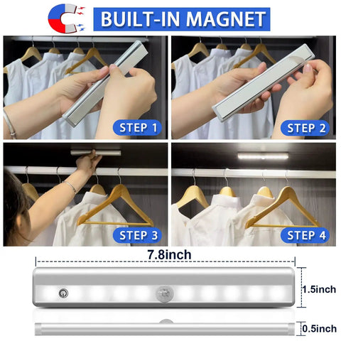 Stick On Wireless Under Cabinet Lights Anywhere With Remote Control Dimmable 20 LED Rechargeable Night Light 6 Pack installation
