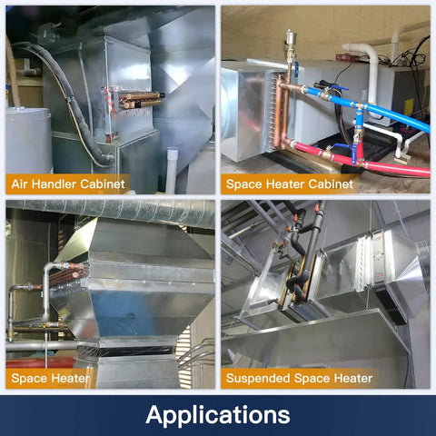 16x17 Water To Air Heat Exchanger with 1 Inch Copper Ports in various heating and cooling applications