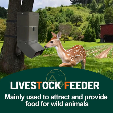 Kuafu Tree Protein Deer Feeder With Waterproof Cover And Mounting Straps, Premium Powder Coated Steel Wild Game Animal Hanging Dispenser For Outdoor Hunting Food Attraction Durable Portable Design