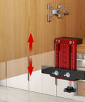 Heavy Duty Cabinet Door Mounting Jig, Bullseye Ready Frameless Or Framed Installation Locator with aluminum guide on cabinet.