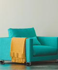 Heavy Built Swivel Plate Caster Wheels 2 Inch 4 Pack shown on a turquoise armchair for smooth gliding across floors.