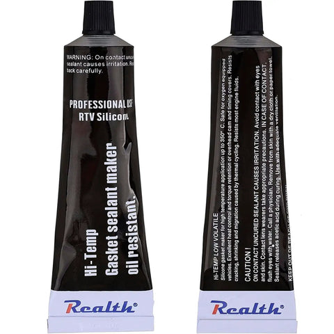 Front view of Gasket Maker Silicone Sealant for High Temperature RTV Black 3.53 Oz tube, suitable for automotive repairs.