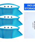 Three blue Hard Hat Sweatband Liner With Breathable Air Mesh Cooling Top Pad with storage bag, 3 Pack.