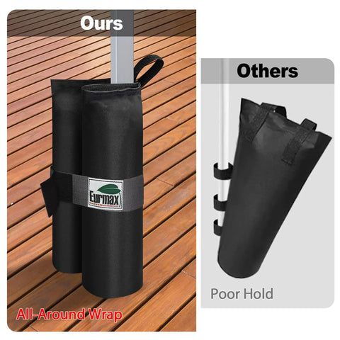 Comparison of 4 Pack 150 Pound Universal Canopy Weight Bags Heavy Duty Windproof Sandbags With All Around Wrap Design for stability