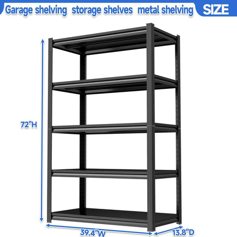 Rock Solid Five Tier Metal Bookshelf Featuring Adjustable Steel Shelves And Double Reinforced Columns Heavy Duty Storage Shelving Unit Built Like A Tank For Home Office Or Garage