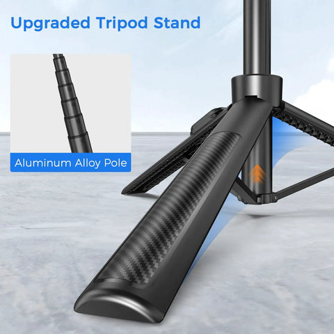 Focus on upgraded aluminum alloy pole of Go To 50 Inch Extendable Selfie Stick Tripod For Phones With Remote Shutter.