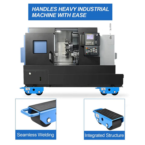 Amarite Industrial Fixed Machinery Skates Moving Heavy Equipment 5500 Lbs Capacity with nylon rollers under a machine.