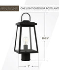 Founders Outdoor Post Lantern Black 1 Light Outdoor Lamp for Patio and Garden Decor, 10.25-inch height, 7-inch width