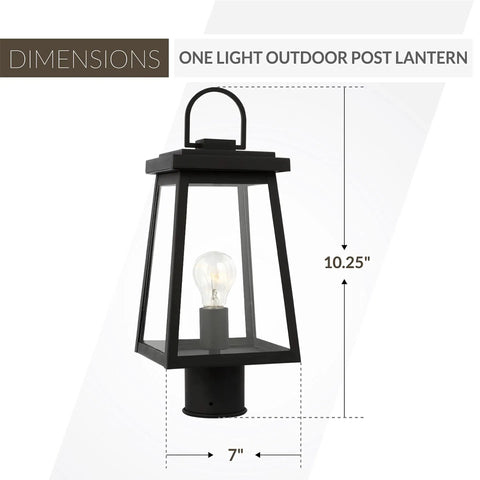 Founders Outdoor Post Lantern Black 1 Light Outdoor Lamp for Patio and Garden Decor, 10.25-inch height, 7-inch width