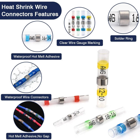 540 Piece Solder Seal Wire Connectors Kit With Heat Shrink Solder Sticks Waterproof Butt Connectors For Automotive Electrical Wiring Crimpless Solders And Terminal Assortment For Marine And Outdoor Use