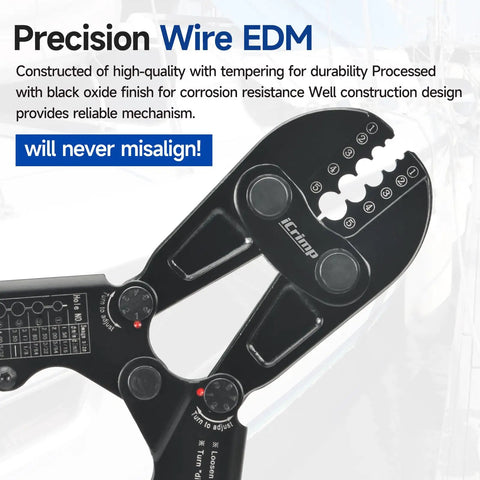 1608B Wire Rope Crimping Tool With Five Die Slots From One Sixteenth To Three Sixteenths Inches close-up view with precision design.