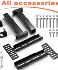 2 Pack Adjustable Headboard Brackets Universal Bed Frame Connectors Heavy Duty Wall Mount Supports fit King Queen sizes with accessories.