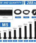 192 Piece M6 Hex Socket Button Head Screw Assortment Kit With Dead Simple 10 9 Grade Bolts Flat Washers Hex Nuts And Machine Fasteners, showing various sizes and quantities.