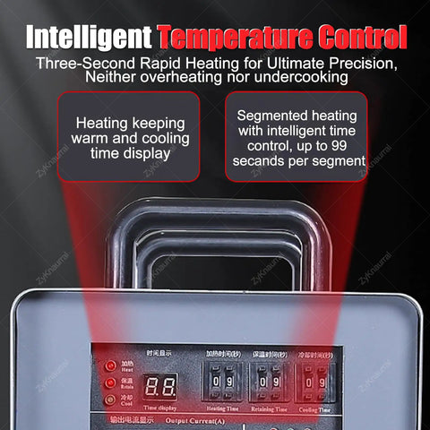 Control panel of Heavy Duty Workhorse 15 Kw 30 To 100 Khz High Frequency Induction Heater with heating time display.