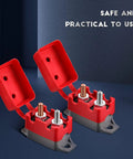 Auto Reset Circuit Breaker 30 Amp For Automotive And Marine Use With Waterproof Cover, Stud Terminal, DC 12V-24V, Overcurrent Protection Keeps Fuses From Burning, Heavy Duty 4 Pack red cover and stud terminals