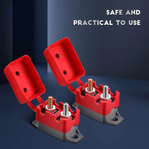 Auto Reset Circuit Breaker 30 Amp For Automotive And Marine Use With Waterproof Cover, Stud Terminal, DC 12V-24V, Overcurrent Protection Keeps Fuses From Burning, Heavy Duty 4 Pack red cover and stud terminals