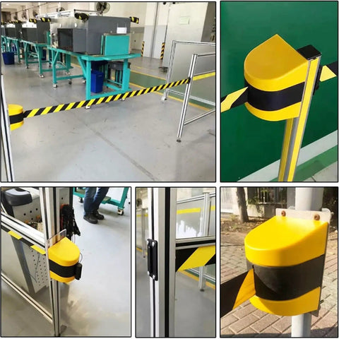 Foolproof Wall Mounted Retractable Safety Barrier Belt Keeps Crowds In Check And Locks Off Restricted Zones Smooth Retracting Cord Up To Sixteen Feet Handpicked Solution For Retail Stores And Event Planners