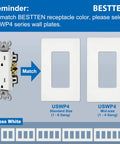 20 Pack Decor Wall Outlet Receptacles 15 Amp 125V White Non Tamper Resistant UL Listed For Residential And Commercial Use 1875W Capacity Ideal Upgrade For Renovations with matching USWP4 wall plates in gloss white.