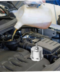 Pouring oil in car with Hydraulic Oil Tank Brake Fluid Cup Replacement Reservoir For Racing Drifting Cars Clutch Fluid Reservoir visible