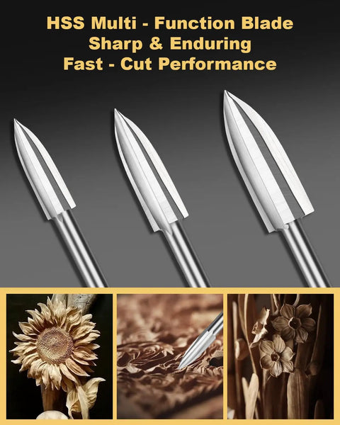 Five Piece HSS Wood Drill Bit Set With 1/8 Inch Shank, Three Edge Spiral Bits For Rotary Tools, Precise Drilling