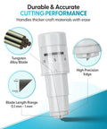 Replacement Auto Blade Three Pack For Cameo 3 And Portrait 2 showing tungsten alloy blade and measurement details