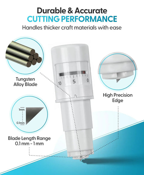 Replacement Auto Blade Three Pack For Cameo 3 And Portrait 2 showing tungsten alloy blade and measurement details