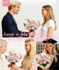 Collage of smiling people holding bouquets made from the Dope 350 Piece Pipe Cleaner Flower Kit With Tutorial, Five Color Options.