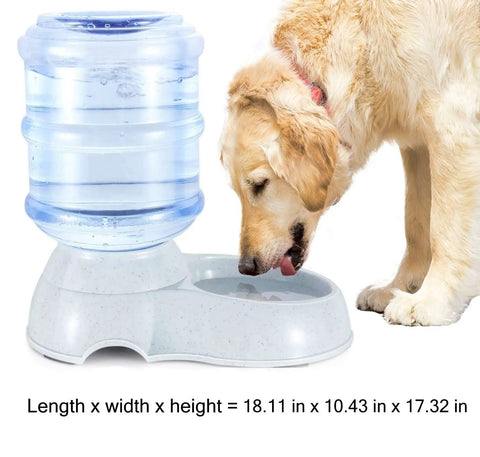 No Sweat Gravity Dog And Cat Feeder Set With Water Dispenser Includes Two Three Gallon Bowls For Small Pups And Kitties Making Automatic Mealtime A Total Breeze, featuring a water dispenser and golden retriever.