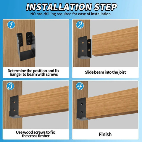 Concealed Joist Hanger Set 24 Pack For 2x4 Lumber Provides Strong Framing Brackets And Railing Supports Heavy Duty Q235B Steel Powder Coated Black Durable Joist Hangers For Beams Swing Handrail Fence