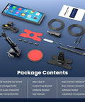 Package contents for Portable Wireless CarPlay Screen For CarPlay And Android Auto, 9.26 Inch Touch Display, installation items shown