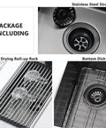 17 Inch Black Undermount Bar Sink For Outdoor Kitchens And RVs, Single Bowl Stainless Steel Island Sink With Bottom Grid