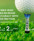 Magnetic Golf Tees 80 mm Long Unbreakable Plastic 4 Pack Blue Red Reusable Practice Tees on grass