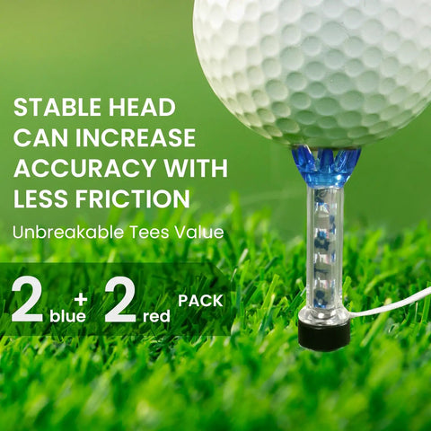 Magnetic Golf Tees 80 mm Long Unbreakable Plastic 4 Pack Blue Red Reusable Practice Tees on grass