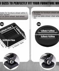 8 Piece Furniture Wheel Stopper Set With 2x2 Inch Round And 3x3 Inch Square Caster Cups Non Slip Prevents Sliding For Sofas Beds Chairs And Desks And More Fits Most Wheels Under 4 Inches showing size dimensions and uses for square and round pads