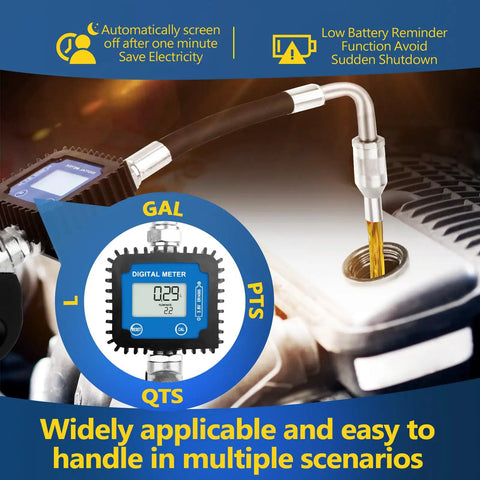 Beefed Up Heavy Duty Air Operated Oil Flow Meter Dispenser Nozzle Digital Metering Gun with 1/2 NPT Inlet and digital display