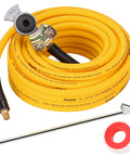 Semi Truck Tire Inflator Kit With 3/8 Inch By 50 Foot Air Hose Universal Glad Hand 13 Inch Extended Reach Dual Foot Locking Air Chuck