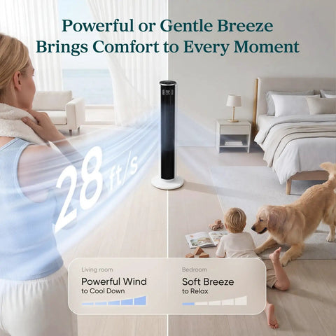Ultra Quiet Tower Fan For Bedroom That Blows Fresh Cold Air With Rapid 28 Ft S Airflow And Wide Oscillation For Smooth All Night Sleep And Straight Up Chill Summer Vibes At Home