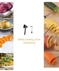 Spiral vegetable cutter set, 2-piece with stainless steel piranha-style cutter and carrot curler