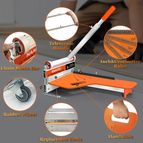 Laminate And Vinyl Floor Cutter 13 Inch With Wheel, One Step Angle And Length Cut for Laminate, Engineered Wood, LVP, VCT, SPC, WPC
