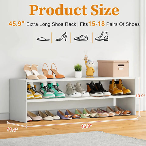 Extended Shoe Rack With 45 Inch Width Stores Up To Eighteen Pairs Of Shoes To Keep Your Entryway Or Closet Neat So You Can Ditch The Clutter And Stack Your Kicks Cleanly While Enjoying Heavy Duty Multi Tier Organization